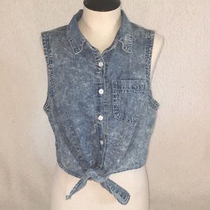Urban Denim Tie Crop Top